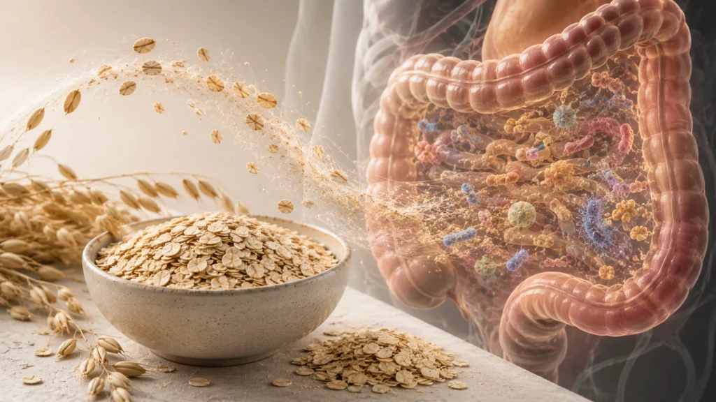 Aveia e fibras relacionadas ao funcionamento intestinal e à microbiota