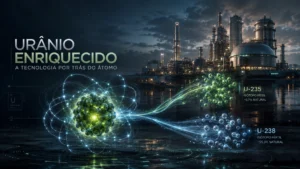 Representação científica do urânio enriquecido e da tecnologia nuclear