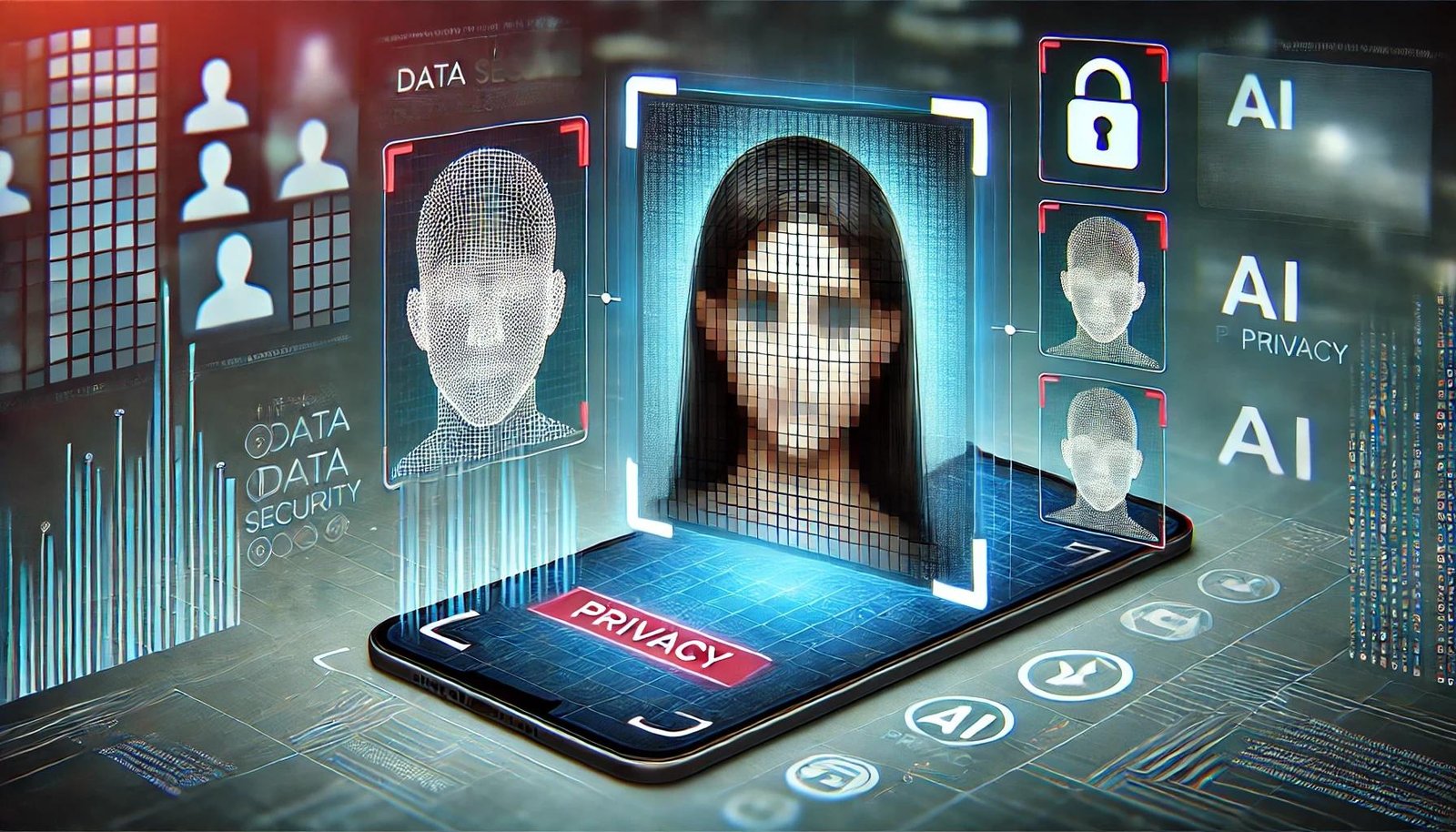 Pessoa usando smartphone enquanto uma inteligência artificial analisa uma fotografia